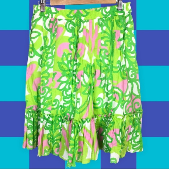 Lilly Pulitzer Dresses & Skirts - Lilly Pulitzer RARE Ring My Little Bell Pleated Ruffle Hem Floral Skirt Medium